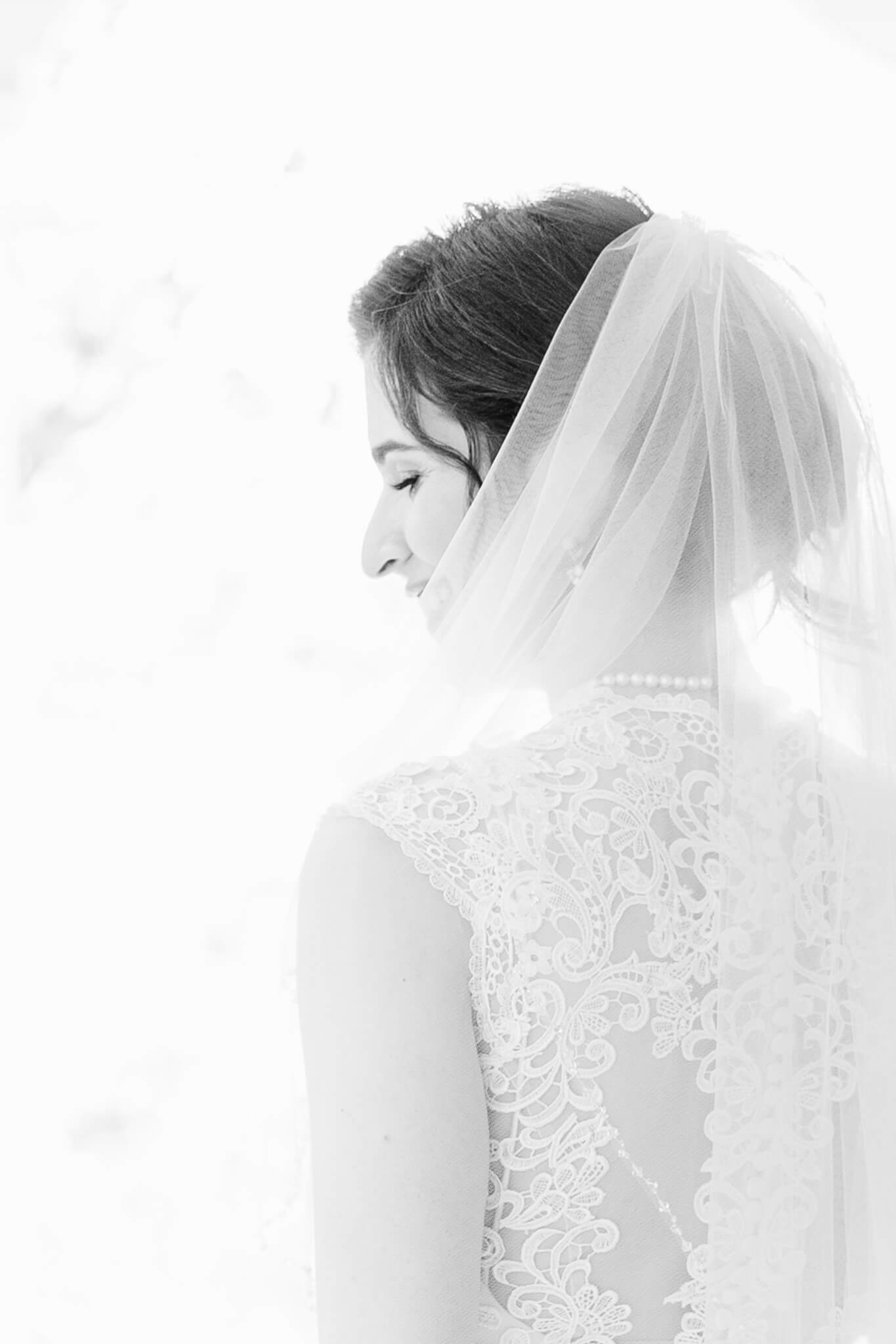 fine art photograph of bride profile through her veil