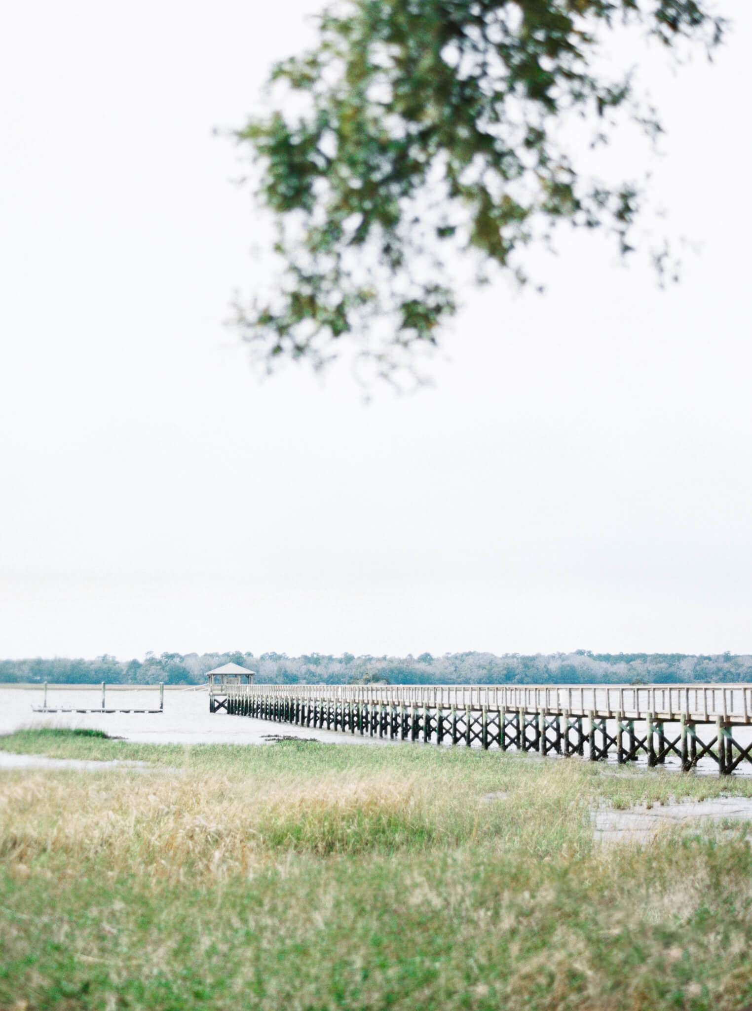 Lowndes Grove wedding venue's dock and marshlands of the Ashley River.